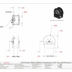En ritning som visar delarna av För 15m Ø2" slang- Motordriven pneumatisk.
